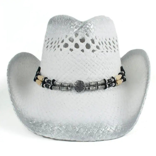 Women's White Straw Cowboy Hat