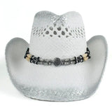 Women's White Straw Cowboy Hat