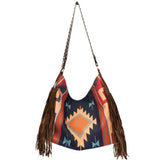 Blue Aztec Purse with Fringe