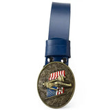 Blue Western Belt with Golden Buckle
