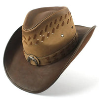 Brown Leather Cowboy Hat