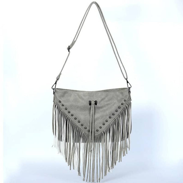 Grey Western Purse with Fringe