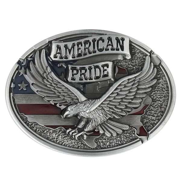 American Pride Belt Buckle Silver