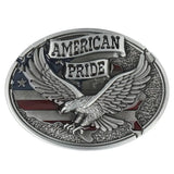 American Pride Belt Buckle Silver