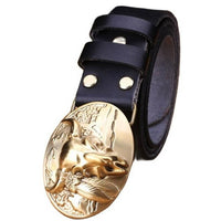 Black Cowboy Belt with Gold Buckle
