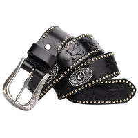Black Leather Western Belt
