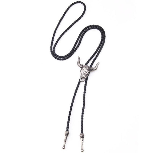 Silver Cow Skull Bolo Tie