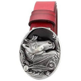Red Cowhide Western Belt