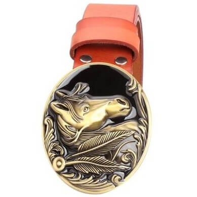 Orange Cowhide Western Belt
