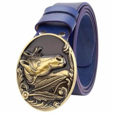 Cowhide Western Belt with Gold Buckle