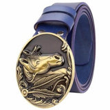 Cowhide Western Belt with Gold Buckle