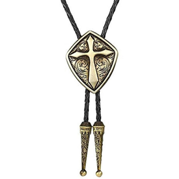 Gold Cross Bolo Tie