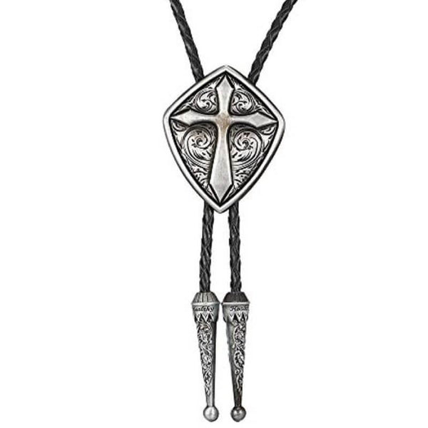 Silver Cross Bolo Tie