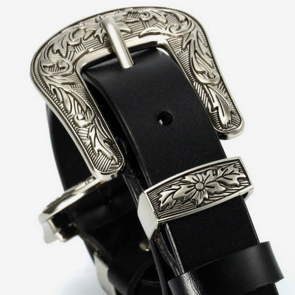 Black Double Buckle Western Belt