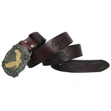 Engraved Leather Western Belt