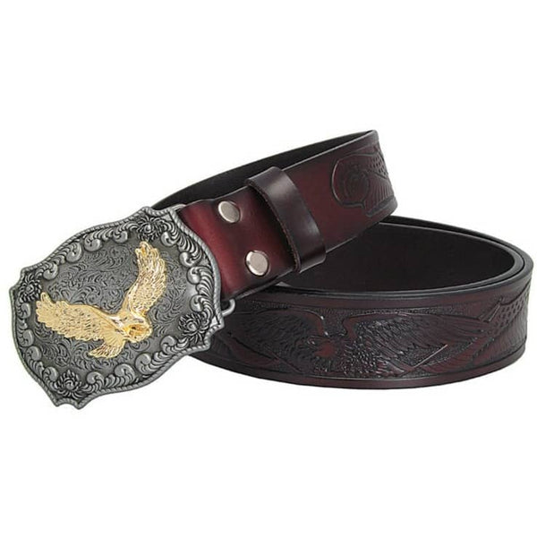 Brown Engraved Western Belt