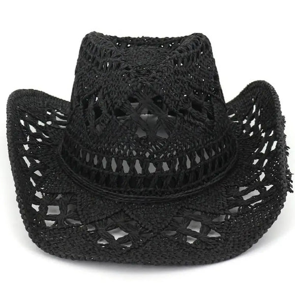 Black Straw Summer Cowboy Hat