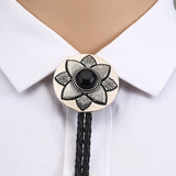 Flower Bolo Tie Black