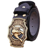 Black Genuine Leather Western Belt