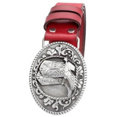 Red Leather Cowboy Belt