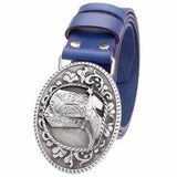 Blue Leather Cowboy Belt