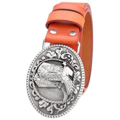 Orange Leather Cowboy Belt