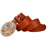 Light Brown Western Belt with Eagle Buckle