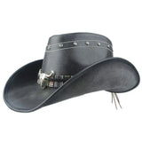 Black Leather Cowboy Hat
