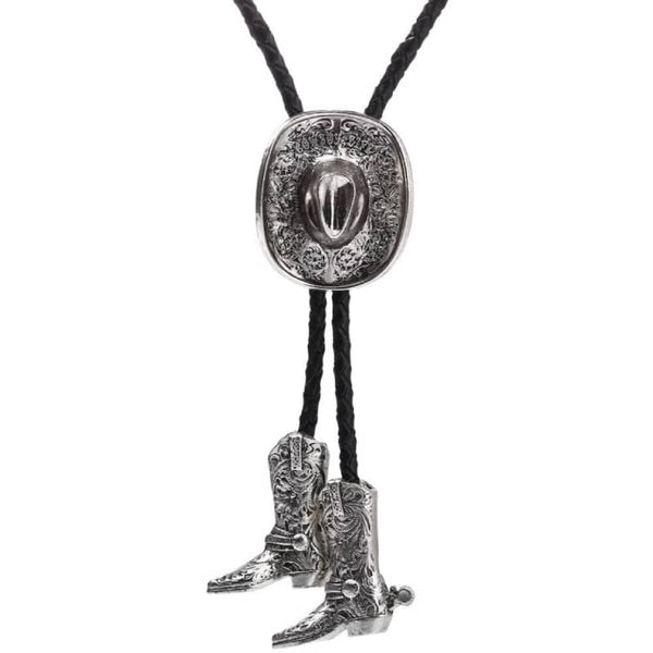 Silver Cowboy Hat Bolo Tie