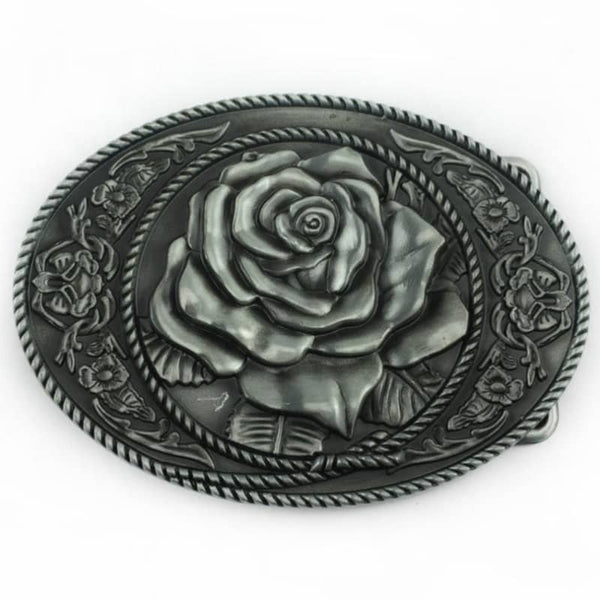 Silver Rose Belt Buckle