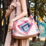 Khaki Aztec Purse with Fringe