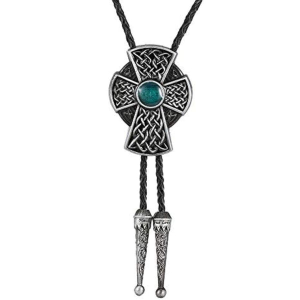 Green Celtic Cross Bolo Tie