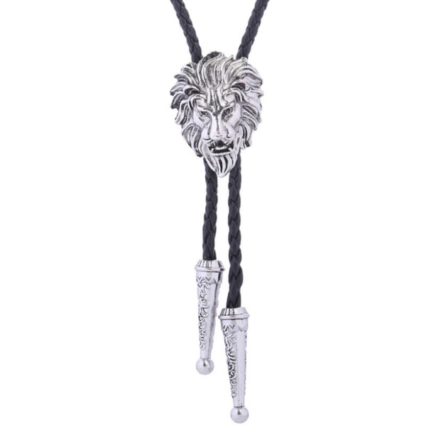 Silver Lion Bolo Tie