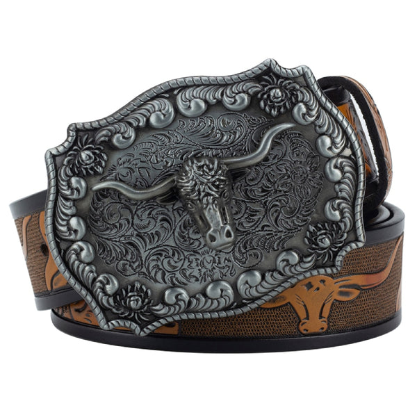 Silver Leather Western Belt