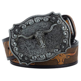 Silver Leather Western Belt
