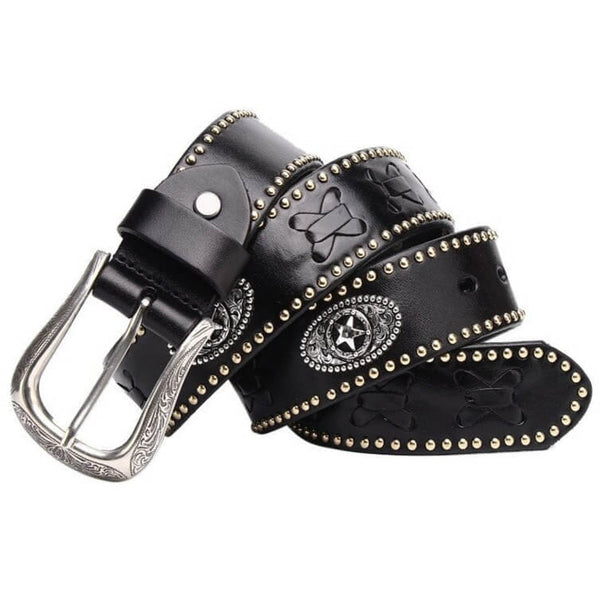Black Studded Western Belt