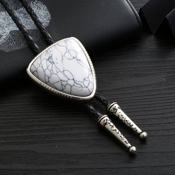 White Triangle Bolo Tie