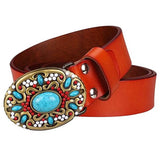 Turquoise Buckle Western Belt