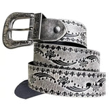 White Engraved Western Belt