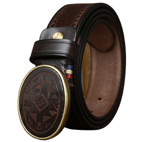 Dark Brown Leather Western Belt