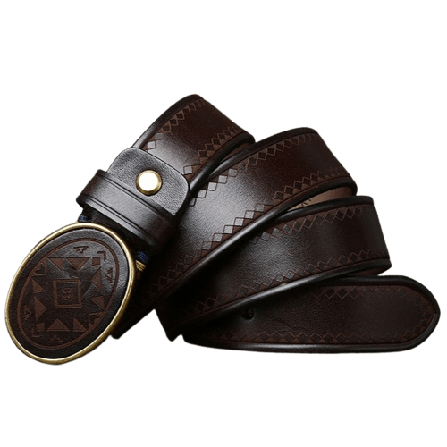 Coffee Leather Western Cowboy Belt