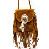 Brown Western Crossbody Bag with Fringe