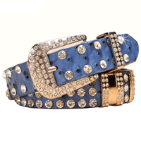Blue Rhinestone Western Belt