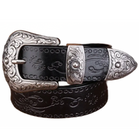 Black Leather Cowboy Belt